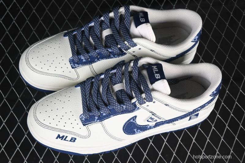 Nike SB Dunk Low MLB Collaboration - Denim Blue Swoosh Anniversary Customized Low-Top Casual Sneakers - DJ2024-044