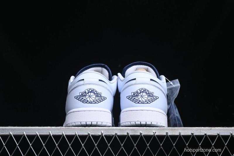 Nike Air Jordan 1 Low AJ1 Navy Blue Silk Casual Sneakers - FZ8778-044