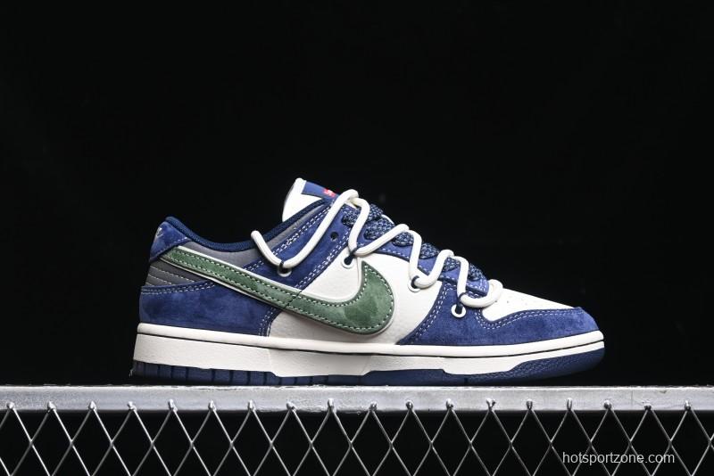 Nike SB Dunk Low Supreme Collaboration - Double Force Blue Lace-Up Anniversary High-End Custom Low-Top Casual Skate Shoes - XS1186-101