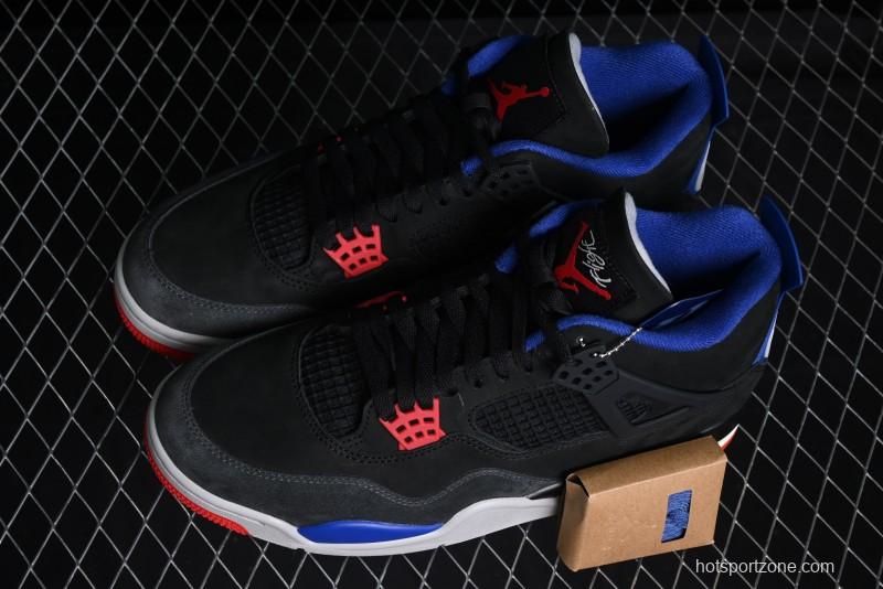 Nike Air Jordan 4 Retro Basketball Shoes with Black-Grey-Blue Color Blocking - FV5029-003