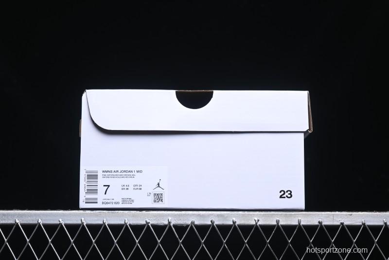 Nike Air Jordan 1 Mid AJ1 Basketball Shoes in Khaki Pink - BQ6472-620