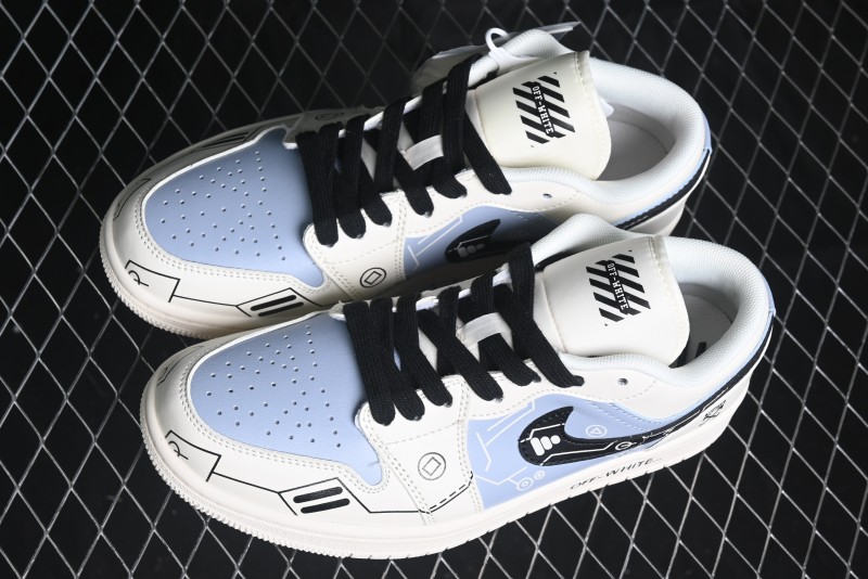 Nike Air Jordan 1 Low AJ1 OF Collaboration - Customized Retro Basketball Shoes with 3D Buttons - DM9188-001