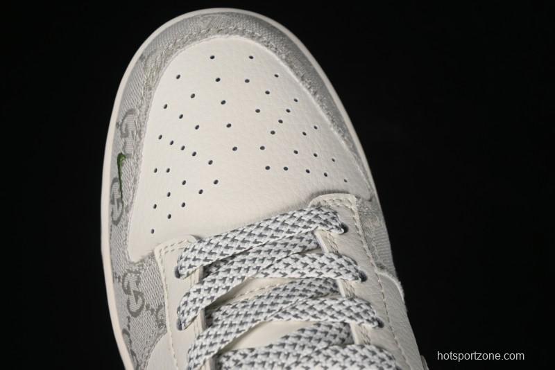 Nike SB Dunk Low Gucci Collaboration - Smoke Green Anniversary High-End Custom Low-Top Casual Skate Shoes - XX2025-389