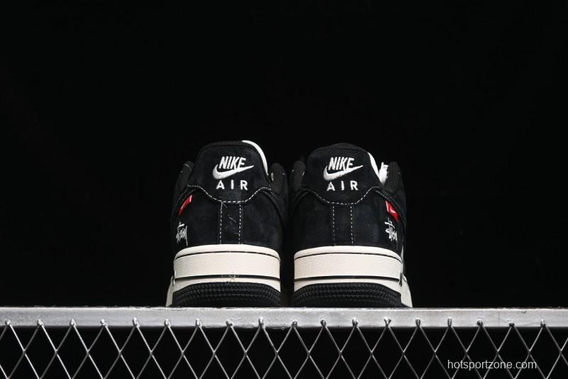 Nike Air Force 1 '07 Low Stussy Collaboration - Black/Red Label Low-Top Casual Sneakers - SJ6698-008
