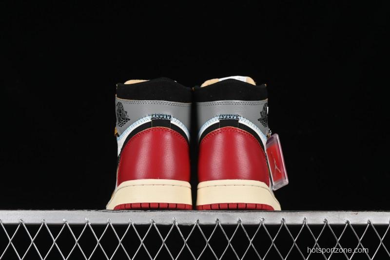 Nike Union x Air Jordan 1 Retro High Basketball Shoes with Chicago-Inspired Colorway - HV8563-600
