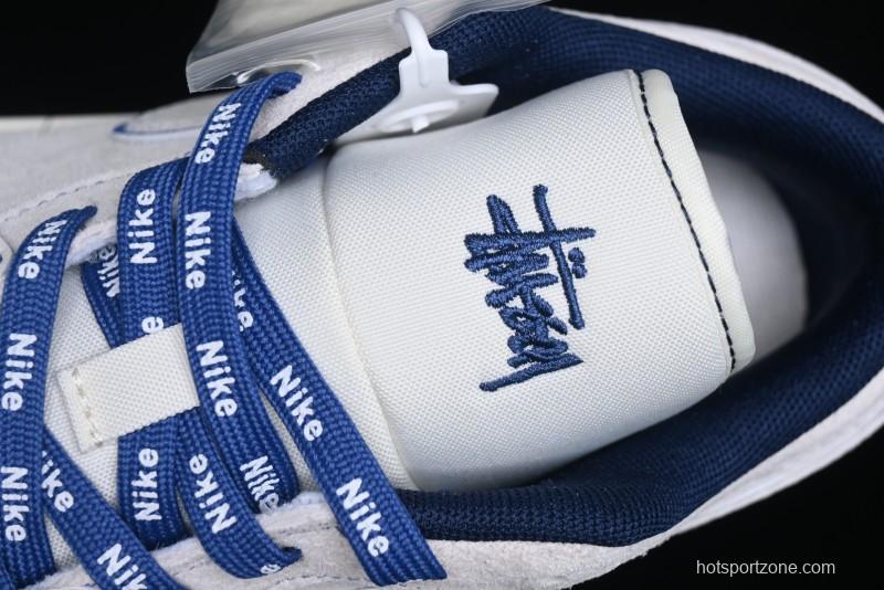 Nike Air Jordan 1 Low Stussy Collaboration - Premium Custom Retro Basketball Shoes with Blue-Grey Accents - DM9188-006