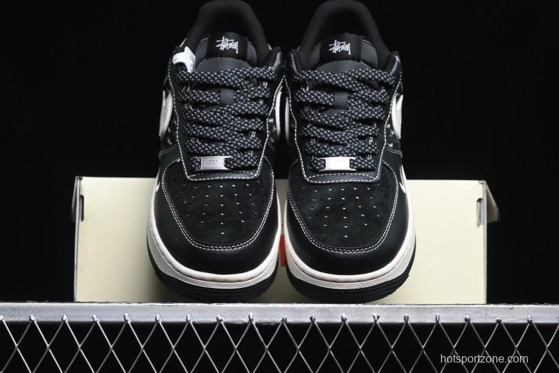 Nike Air Force 1 '07 Low Stussy Collaboration - All Black Low-Top Casual Sneakers - XZ6188-311