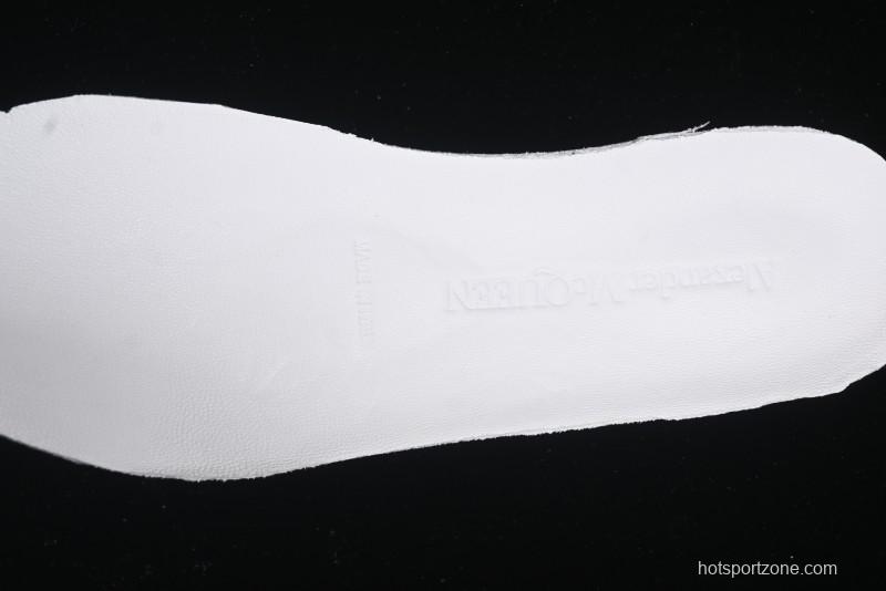 Alexander McQueen Oversized Sneakers with Mirror Silver Heel - White Leather Lace-Up Shoes