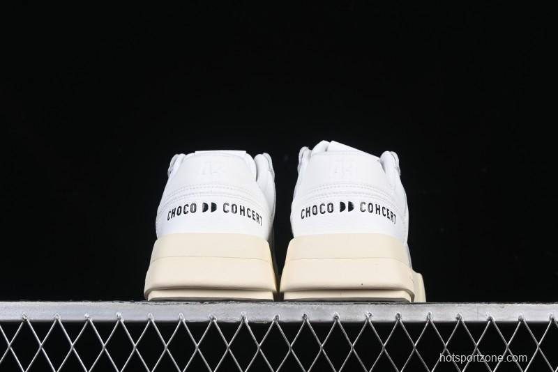 Choco Concert Leather Round Square Asymmetrical Fashion Sneakers White - AJE5