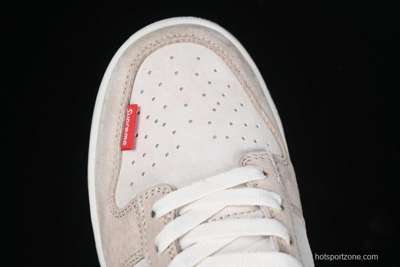 Nike SB Dunk Low Supreme Collaboration - Two-Tone White Swoosh Anniversary Customized Low-Top Casual Skate Shoes - DJ2024-045