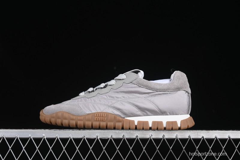 Miu Miu Suede Round Toe Lace-Up Low Top Women's Casual Shoes - 99D4