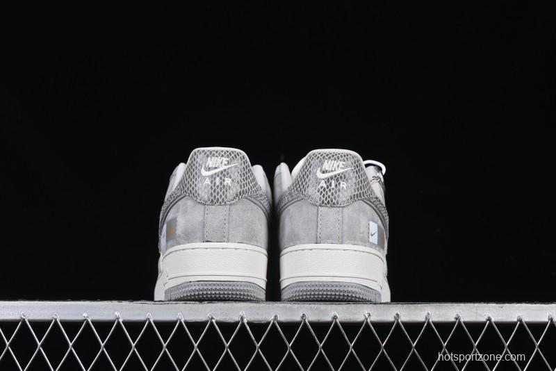 Nike Air Force 1'07 Low The North Face Collaboration Pig Grey Snake Print Low-Top Casual Sneakers - DF0188-027