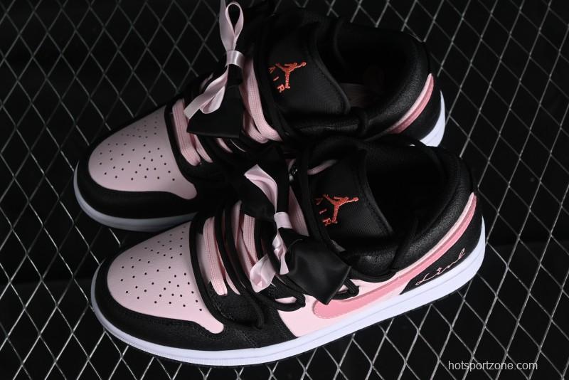 Nike Air Jordan 1 Low AJ1 Retro Basketball Shoes with Black Pink Bow Design - DX4374-008