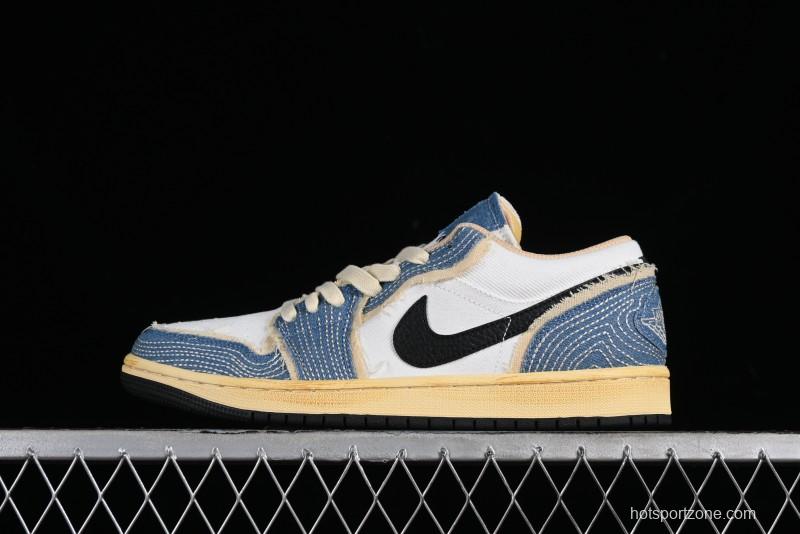 Nike Air Jordan 1 Low SE "WRMK" AJ1 Sashiko Stitch Low-Top Casual Sneakers - FN7670-493