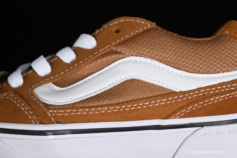 Vans Caldrone Classic American Retro Skate Shoes in Brown Orange - VN000CXZ1OU
