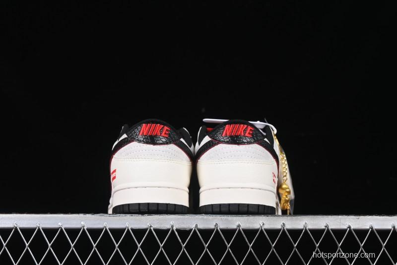 Nike SB Dunk Low Year of the Snake Series - Black Snakeskin with Black Swoosh Anniversary Custom Low-Top Casual Skate Shoes - DM6868-012