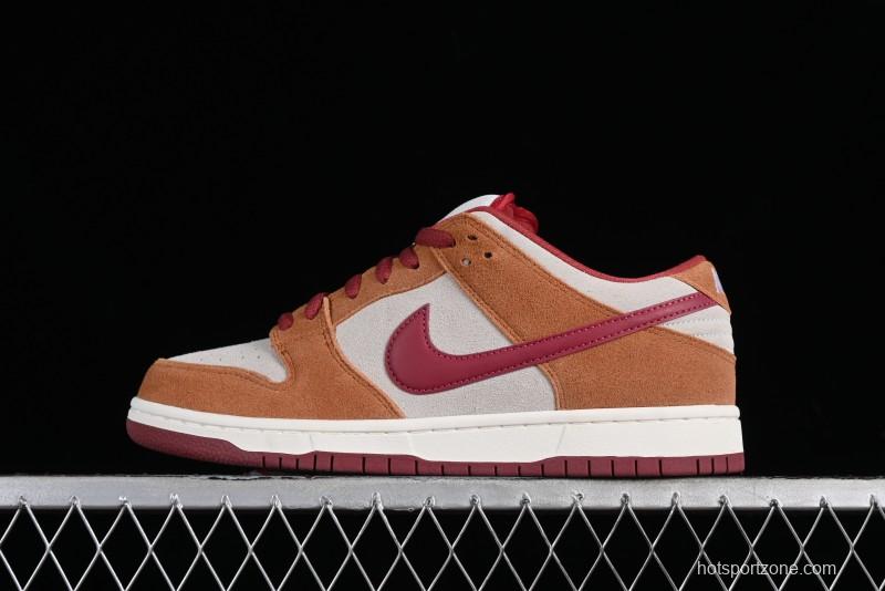 Nike SB Dunk Low Pro Brown Red Colorway SB Low Top Casual Skate Shoes - BQ6817-202