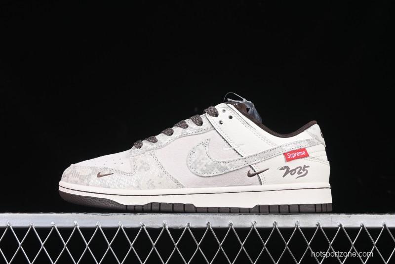 Nike SB Dunk Low Supreme Year of the Snake Limited Edition Grey Python Print Anniversary Custom Low-Top Casual Sneakers - XS1086-018
