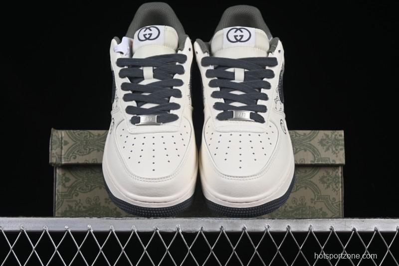 Nike Air Force 1 '07 Low Gucci Collaboration Beige Grey Pattern Low-Top Casual Sneakers - XZ6188-723