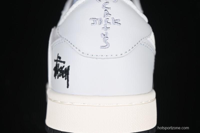 Nike Travis Scott x Fragment Design x Air Jordan 1 Low OG SP AJ1 Retro Sneakers in Summer Cicada Grey - XZ6898-001