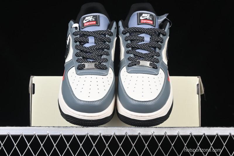 Nike Air Force 1 '07 Low Supreme Collaboration Sneakers in Blue Grey - XZ6188-385