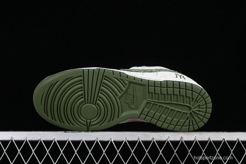 Nike SB Dunk Low MLB Collaboration - Green Denim Anniversary Custom Low-Top Casual Skate Shoes - DQ1098-345