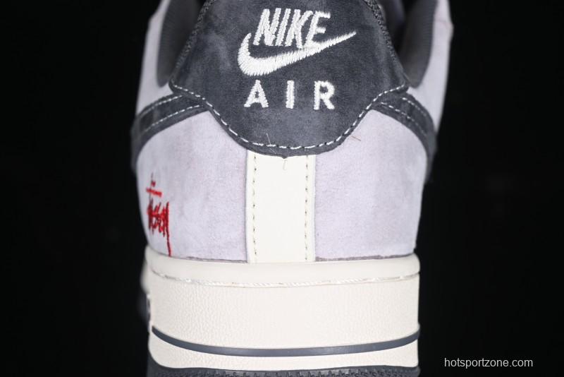 Nike Air Force 1 '07 Low Stussy Collaboration Pig Skin Swoosh Logo Low-Top Casual Sneakers - XS1958-501