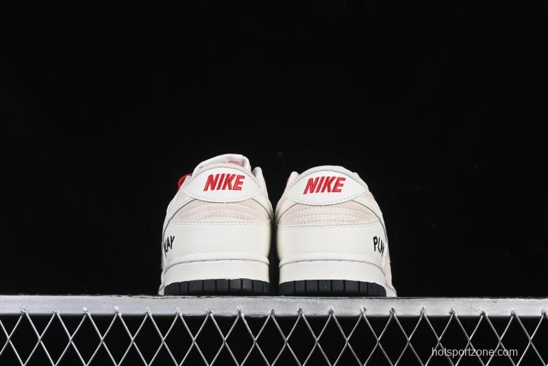 Nike SB Dunk Low Comme des Garcons Play Heart White Anniversary Custom Low-Top Casual Skate Shoes - DJ2024-052