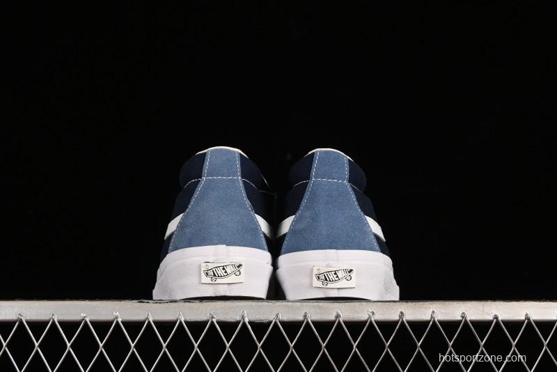 Vans Sk8-Mid Reissue 83 High-End Retro Skate Shoes with Blue Patchwork Suede - VN000CQQDWR