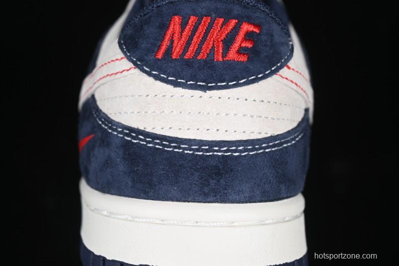 Nike SB Dunk Low Supreme Collaboration - Two-Tone White Swoosh Anniversary Customized Low-Top Casual Skate Shoes - DJ2024-045