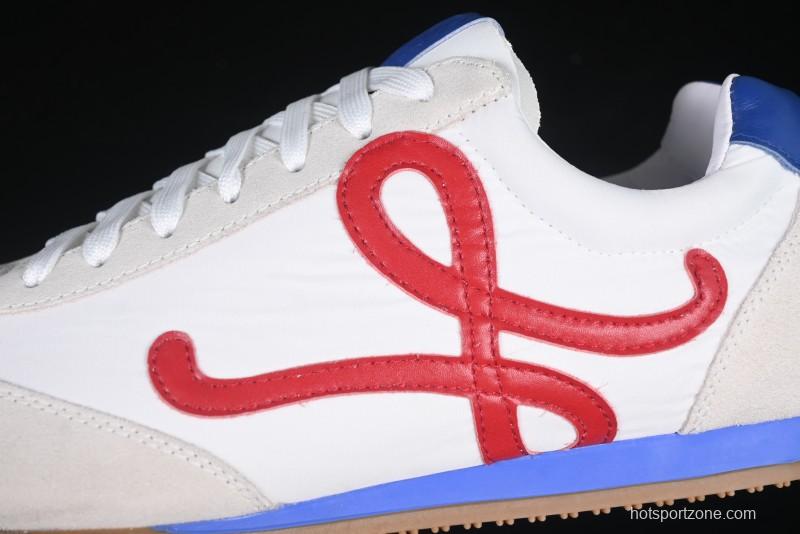 Loewe Ballet Runner 2.0 Sneakers Retro Style Low-Profile Casual Sports Shoes with Asymmetric Toe Design - White Blub