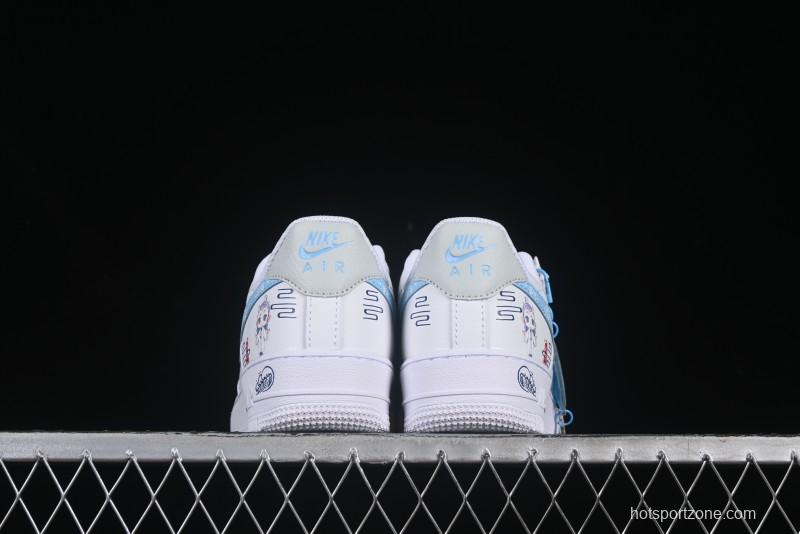 Nike Air Force 1 '07 Low Casual Sneakers with Erciyuan Hand-Painted Graffiti Lingzhu Aobing Design - HF0022-010