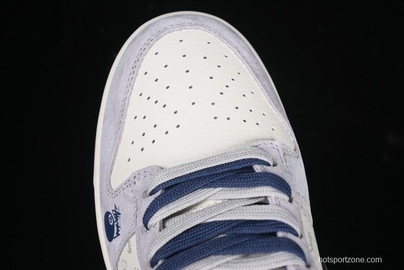 Nike SB Dunk Low Stussy Collaboration Black Burgundy Swoosh Anniversary Custom Low-Top Casual Skate Shoes - DM6868-022