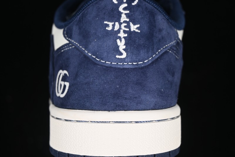 Nike Travis Scott x Fragment Design x Air Jordan 1 Low OG SP AJ1 Collaboration Sneakers - Prussian Blue - XS3086-006