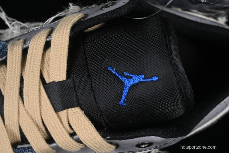 Nike Air Jordan 1 Low Retro Basketball Shoes Panda Prank Surf Fishing Overfishing Blue Brown Gray - 553558-140