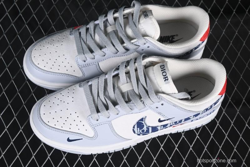 Nike SB Dunk Low Dior Collaboration Dark Blue Swoosh Anniversary High-End Custom Low-Top Casual Sneakers - DJ2024-126