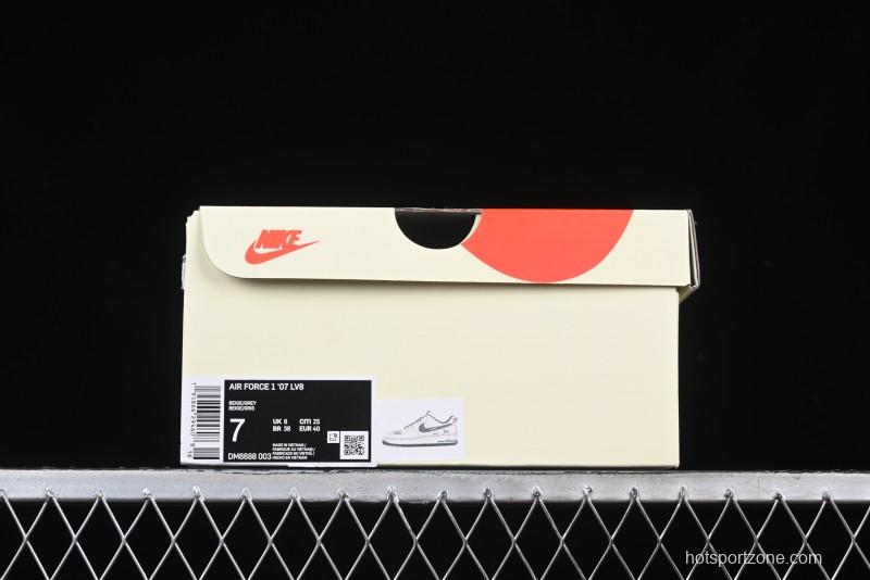 Nike Air Force 1 '07 Low Stussy Collaboration Beige Grey Embroidered Swoosh Low-Top Casual Sneakers - DM6688-003