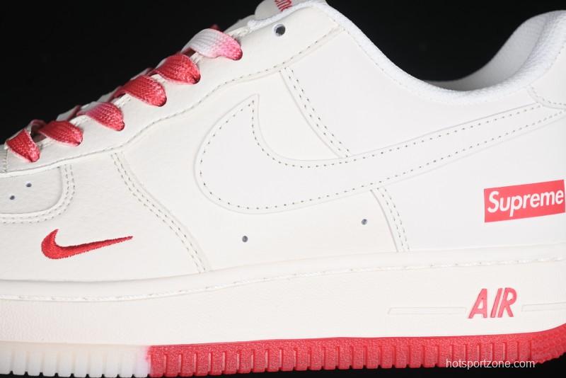 Nike Air Force 1 '07 Low Supreme Collaboration Beige Red Color Block Low-Top Casual Sneakers - BB7577-216