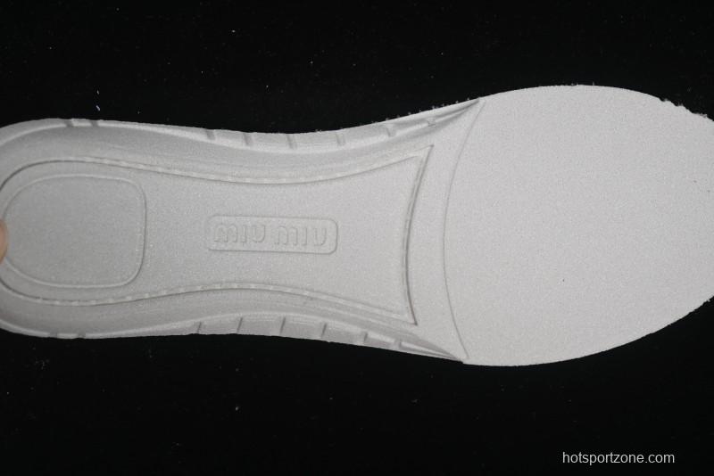 Miu Miu Suede Round Toe Lace-Up Women's Low-Top Casual Shoes - 99D4