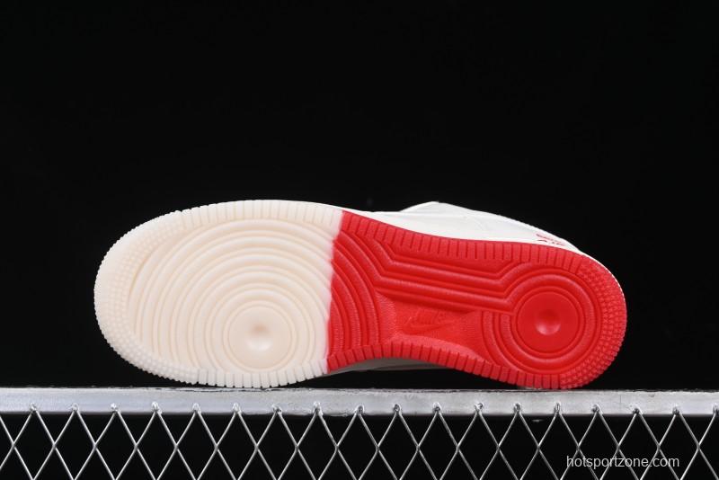 Nike Air Force 1 '07 Low Supreme Collaboration Beige Red Color Block Low-Top Casual Sneakers - BB7577-216