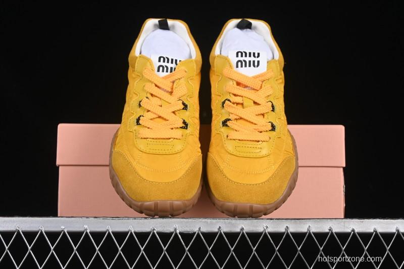 Miu Miu Suede Round Toe Lace-Up Women's Low-Top Casual Shoes - 99D4