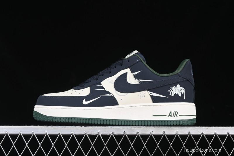 Nike Air Force 1 '07 Low Stussy Collaboration Explosive Blue Low-Top Casual Sneakers - KK1988-040