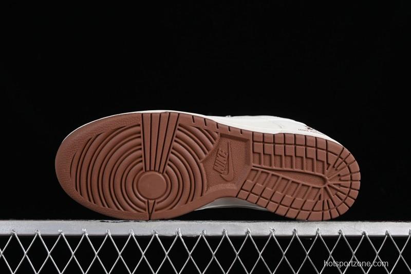 Nike SB Dunk Low LV Collaboration - Double Swoosh Beige Brown Anniversary High-End Custom Low-Top Casual Skate Shoes - XX2025-309