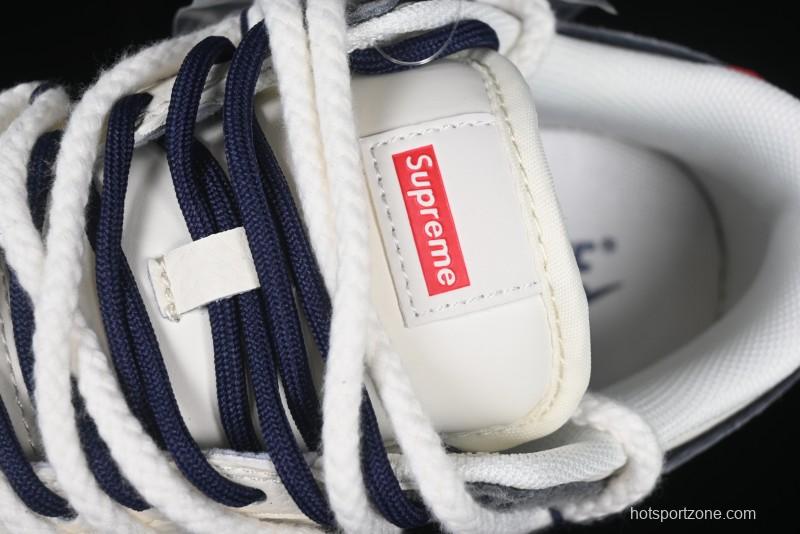 Nike SB Dunk Low Supreme Collaboration Sneakers in Gray Blue with Gray Swoosh - YX5066-260