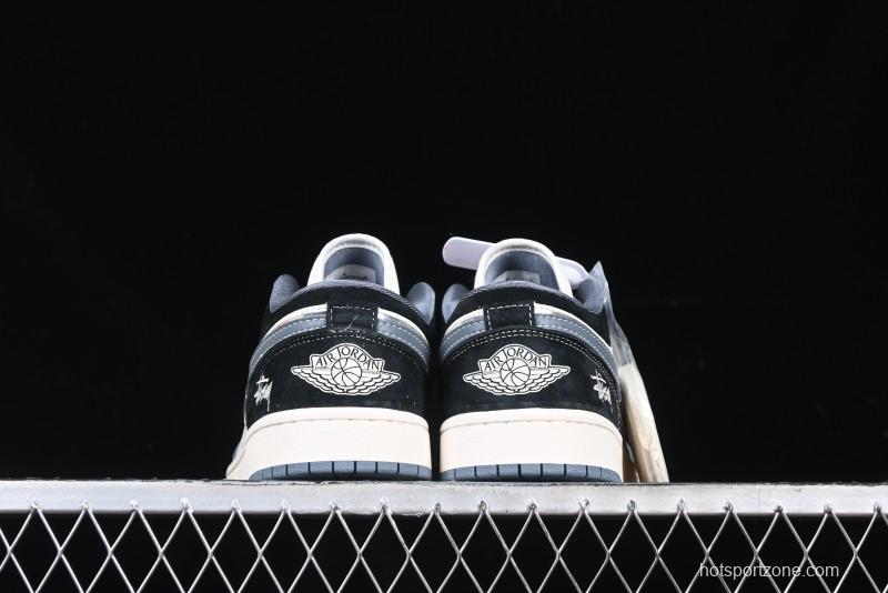 Nike Air Jordan 1 Low Stussy Collaboration - Grey Swoosh Retro Basketball Shoes - XX3318-503