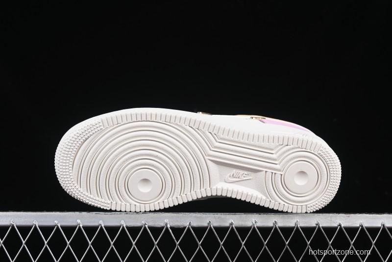 Nike Air Force 1 '07 Low White Pink Swoosh Casual Sneakers - IB2574-600