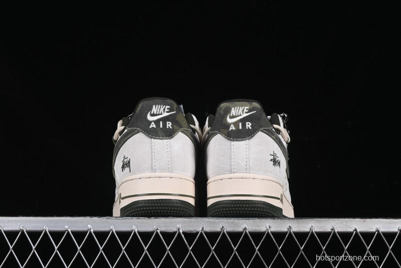 Nike Air Force 1 '07 Low Stussy Collaboration Camo Swoosh Drawstring Casual Sneakers - DM6688-014
