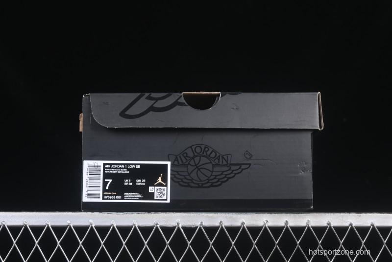 Nike Air Jordan 1 Low AJ1 Basketball Shoes in Black and White Canvas and Leather - HV5968-001