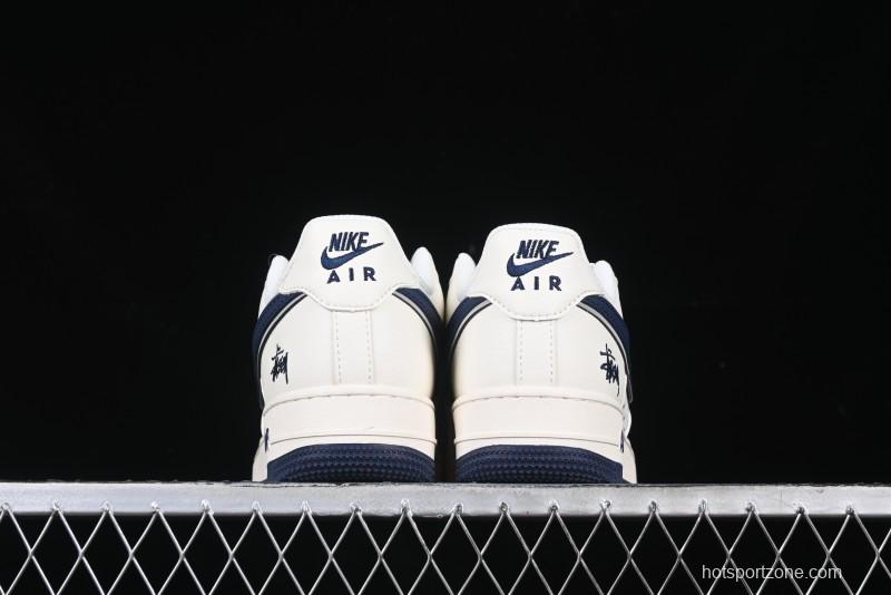 Nike Air Force 1 '07 Low Stussy Collaboration - Navy Blue & Off-White Low-Top Casual Sneakers - XZ3328-568