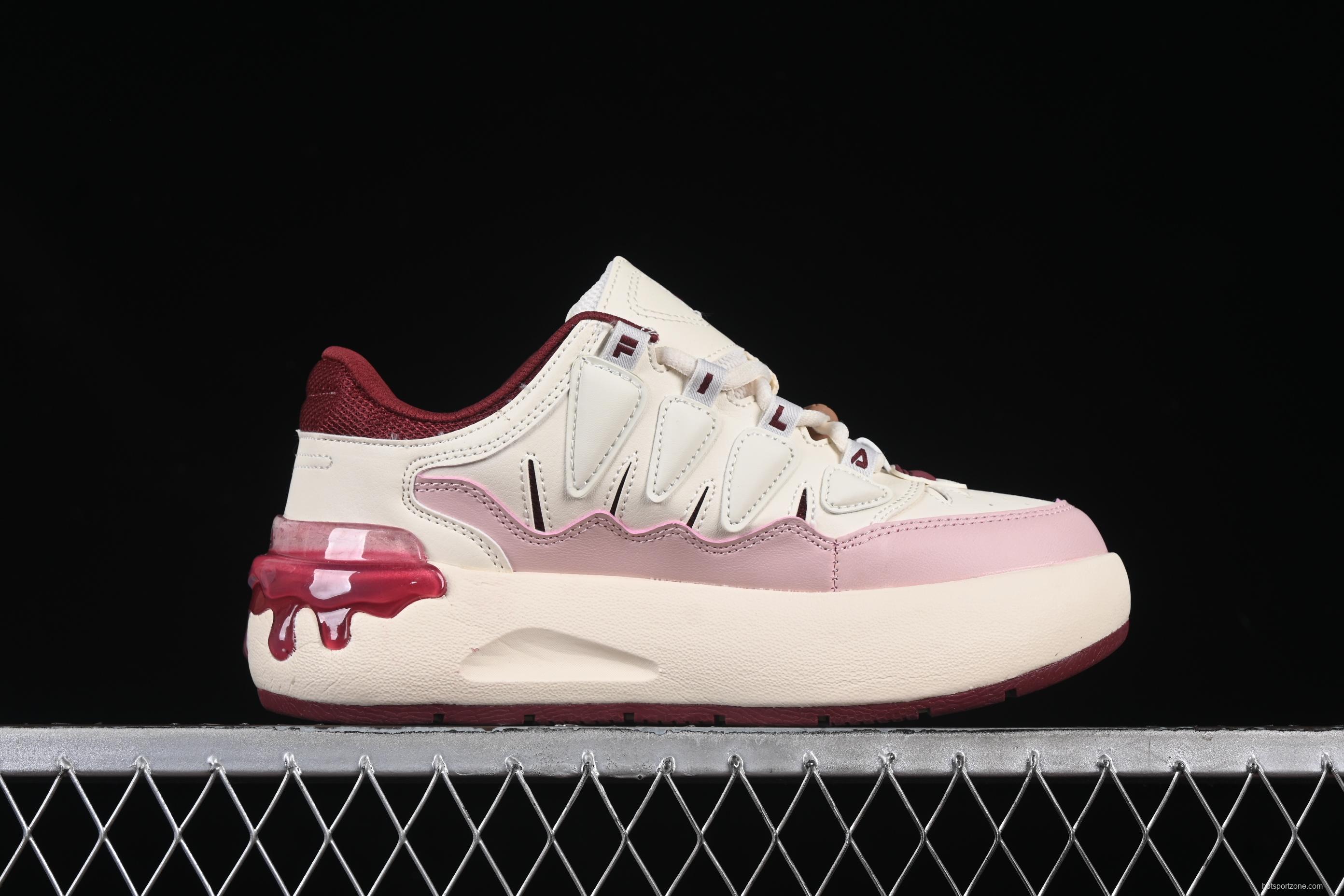 FILA x Artist Series – Limited Edition Drip Detailing Sneakers in Cream & Burgundy